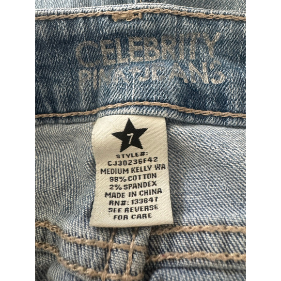 Celebrity Pink Lace Trim Denim Shorts Size 7 Western Boho Chic Festival Y2K GUC - Picture 3 of 6